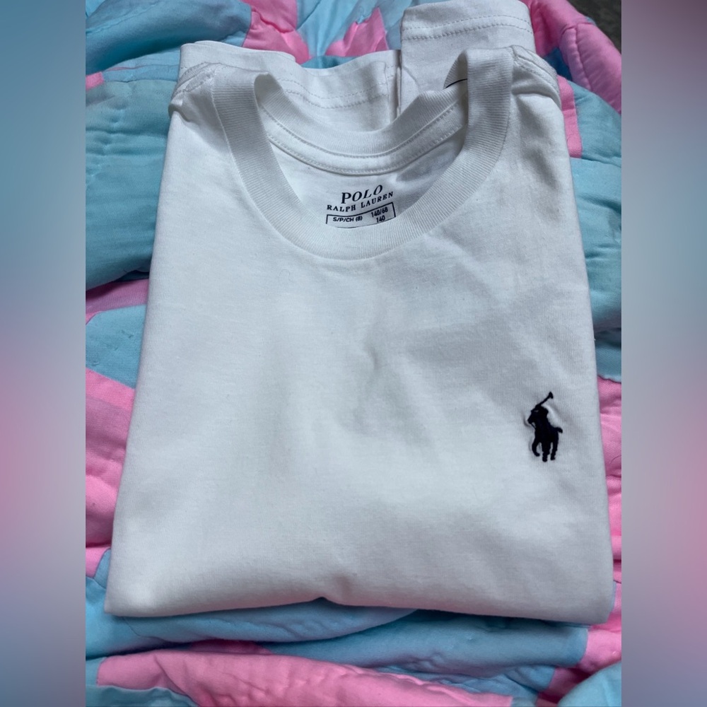 Polo Ralph Lauren white boys tshirt size 8.  NWT.  Non smoking home.